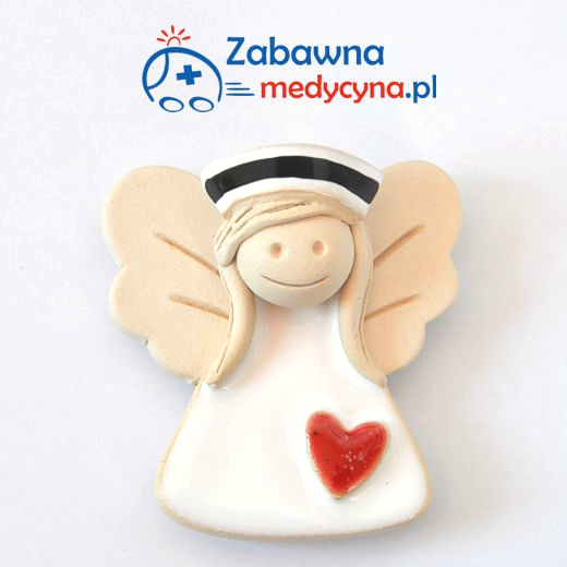 Magnes medyczny - aniołek dla pielęgniarki z serduszkiem